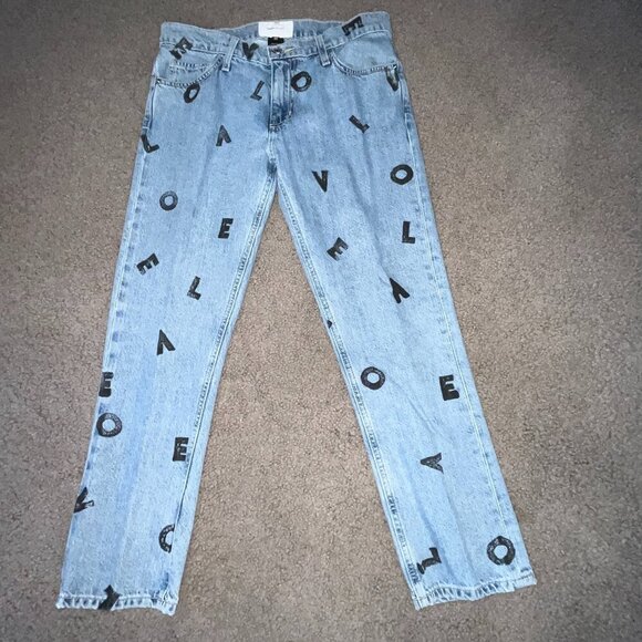 CURRENT/ELLIOTT "LOVE" Graffiti Denim Jeans - EUC - Size 27 - Picture 1 of 11